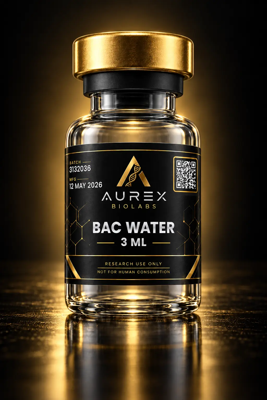 BAC Water (Bacteriostatic Water) 10mL research peptide vial - Aurex BioLabs