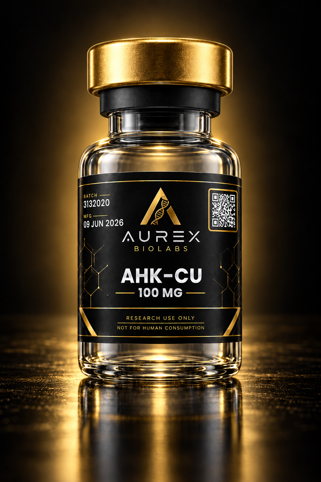 AHK-Cu 100mg vial research peptide vial - Aurex BioLabs